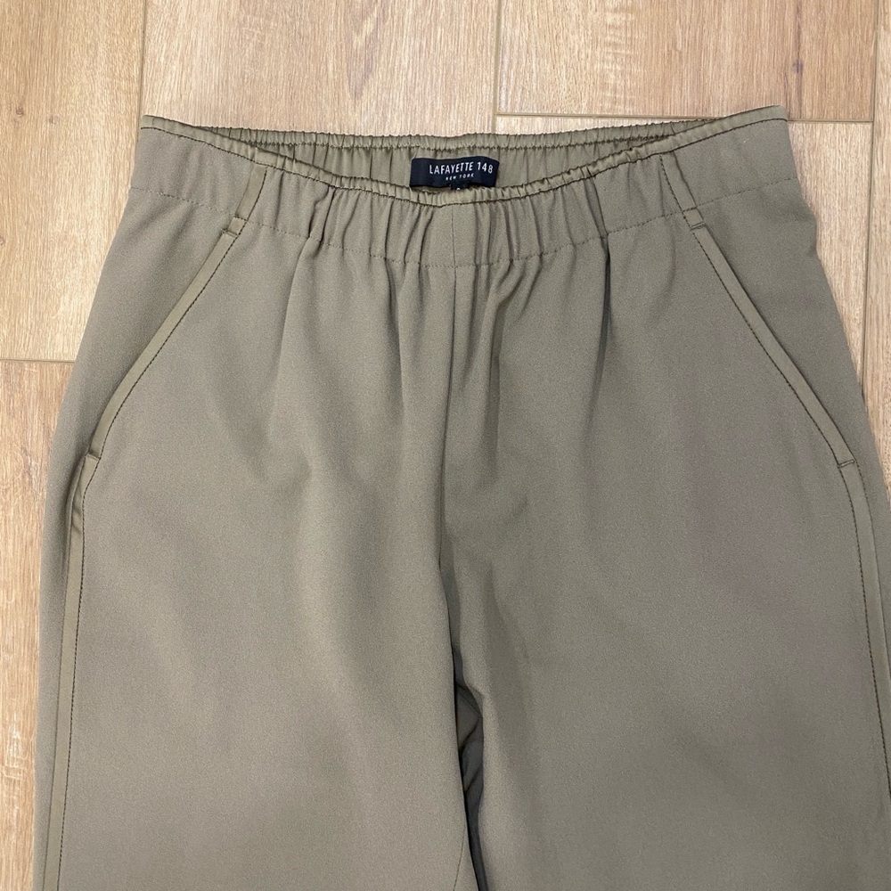 🌟LAFAYETTE 148🌟 NEW YORK PULL ON ELASTIC WAIST TROUSER GREEN SZ P OR XS - Picture 5 of 5